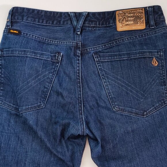 Volcom Kinkade jeans men's size 32 rinsed indigo classic straight fit stretch - Picture 4 of 16